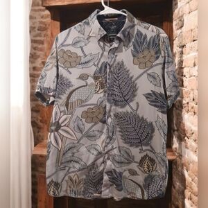 Ted Baker London 4 Tropical Blue Bird Summer Short Sleeved Mens Large